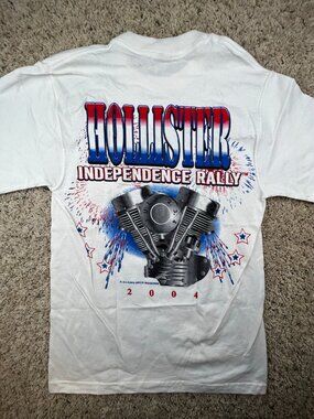 Vintage Biker Hollister Independence Rally 2004 T Shirt White Adult Small Cotton